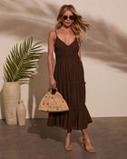 Coastal Cool Ruched Tiered Maxi Dress