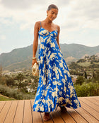 Blue Multi % Soraya Printed And Pleated Maxi Dress-1