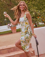 Yellow Floral % Maisy Wrap Polka Dot Midi Dress-3