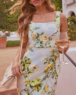 Yellow Floral % Maisy Wrap Polka Dot Midi Dress-6