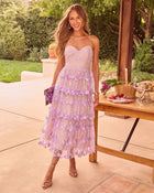 Lilac % Enchanted Night Tiered Embroidered Midi Dress-1