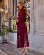 Icon Energy Knit Lace Trim Maxi Dress