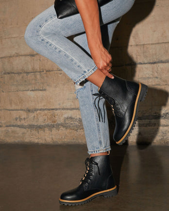 brycen faux leather lace up boot