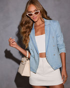 Cheers Babe Double Breasted Denim Blazer