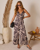 Cayenne Printed Waist Tie Jumpsuit