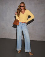 Yellow % Be Still My Heart Fuzzy Knit Button Front Cardigan-6