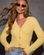 Yellow % Be Still My Heart Fuzzy Knit Button Front Cardigan-1