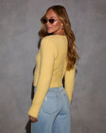 Yellow % Be Still My Heart Fuzzy Knit Button Front Cardigan-4