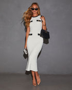 Ivory/Black % Jolie Knit Bodycon Midi Dress - 1