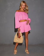 Pink % Elysia High Rise Elastic Waist Pocketed Shorts-2