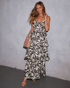 Albella Tiered Abstract Midi Dress