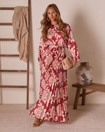 Veronia Printed Wrap Tie Maxi Dress