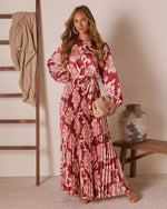 Veronia Printed Wrap Tie Maxi Dress