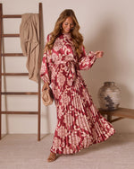 Veronia Printed Wrap Tie Maxi Dress