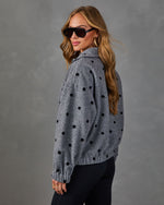 Darling Theory Knit Polka Dot Quarter Zip Sweater