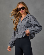 Darling Theory Knit Polka Dot Quarter Zip Sweater