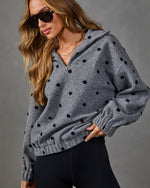 Darling Theory Knit Polka Dot Quarter Zip Sweater