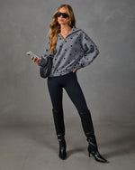Darling Theory Knit Polka Dot Quarter Zip Sweater
