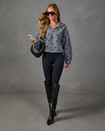 Darling Theory Knit Polka Dot Quarter Zip Sweater