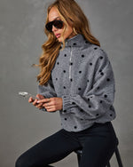 Darling Theory Knit Polka Dot Quarter Zip Sweater
