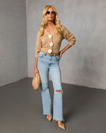 Taupe % Keep Close Floral Button Cardigan-6