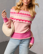 Maygen Off The Shoulder Knit Fair Isle Sweater