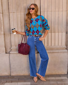 Dusky Charm Stretch High Rise Straight Leg Raw Hem Jeans