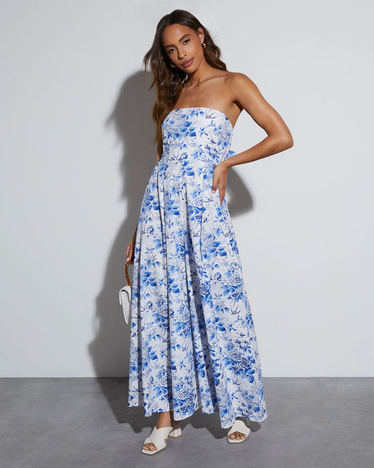 Colleen Strapless Floral Jumpsuit
