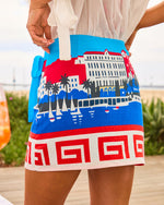 Coastal Voyage Novelty Wrap Tie Mini Skirt