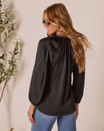 Black % Teylor Split Ruffle Neckline Top-4