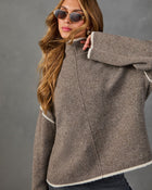 Cozy Whim Knit Contrast Trim Turtleneck Sweater