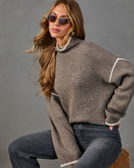 Cozy Whim Knit Contrast Trim Turtleneck Sweater