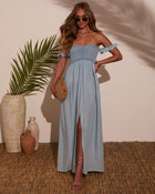 Benitta Off The Shoulder Chambray Maxi Dress