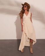 Sunset Voltage Wrap Tie Asymmetric Tunic Top