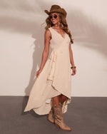 Sunset Voltage Wrap Tie Asymmetric Tunic Top