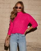 Hot Pink % Kerri Textured Mock Neck Knit Sweater-7