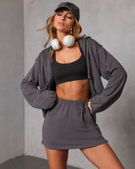 Charcoal % Soft Balance Knit Mini Skort-5