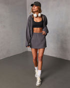 Charcoal % Soft Balance Knit Mini Skort-1