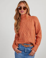 Rust % Sheila Cable Knit Turtleneck Sweater-6
