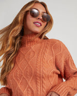 Rust % Sheila Cable Knit Turtleneck Sweater-2