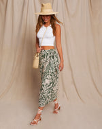 Palm Printed % Kaanapali Linen Blend Palm Printed Wrap Midi Skirt-2