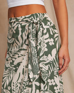 Palm Printed % Kaanapali Linen Blend Palm Printed Wrap Midi Skirt-4