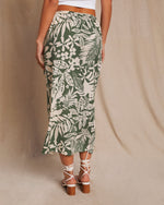 Palm Printed % Kaanapali Linen Blend Palm Printed Wrap Midi Skirt-6