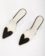 Black % Queen Of Hearts Suede Heeled Mule-4