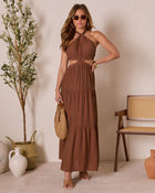 Roma Glow Halter Cut Out Maxi Dress