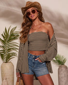 Black/Cream % Brinklie Contrast Stripe Tube Top-1