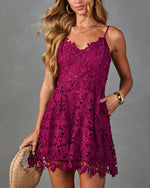 Picturesque Open Floral Lace Crochet Mini Dress