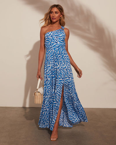 strapless open back dress Maybelle One Shoulder Printed Maxi Dress – VICI