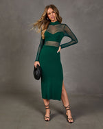 Monroe Sheer Mock Neck Midi Dress