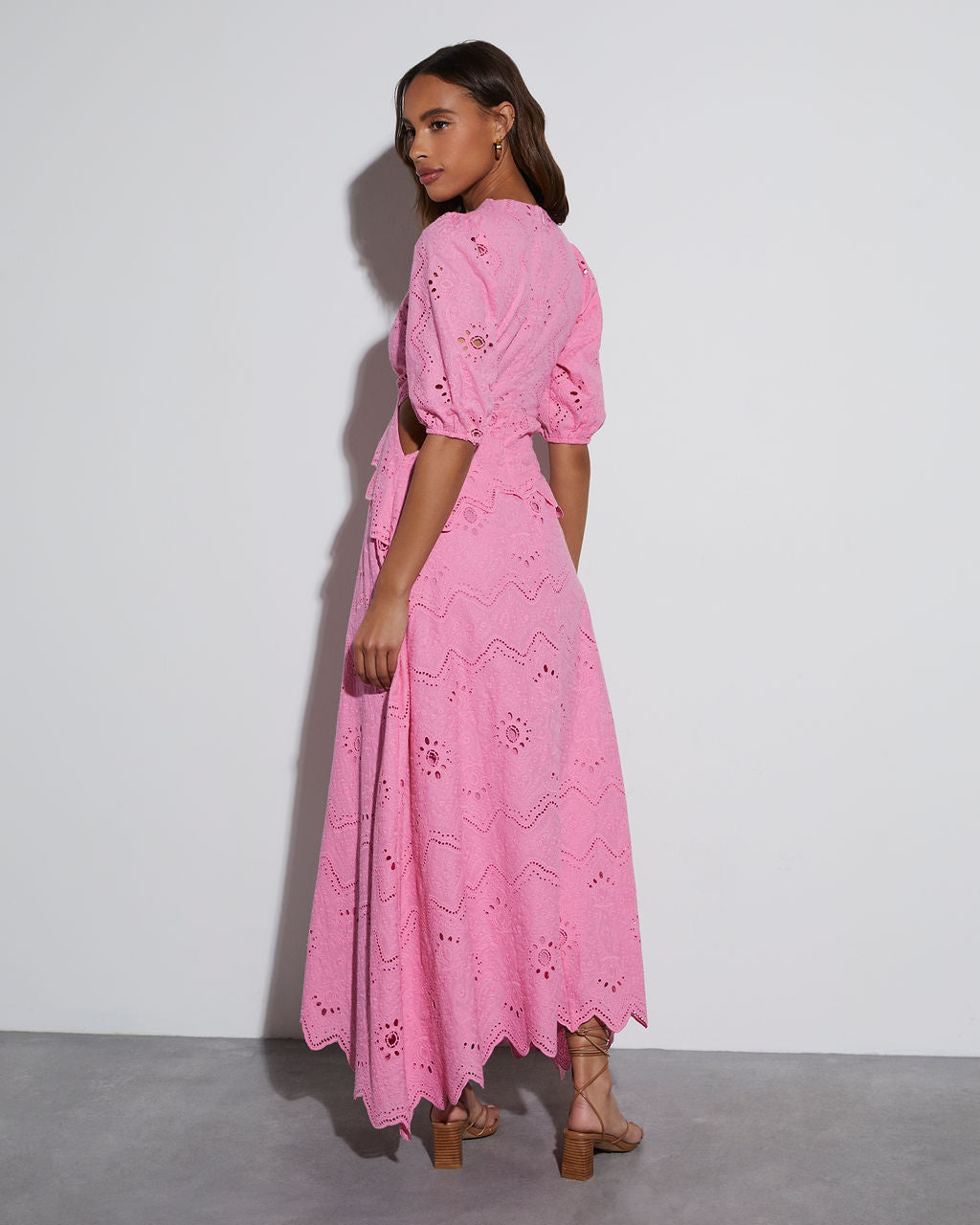 Anisa Eyelet Puff Sleeve Cutout Maxi Dress – VICI